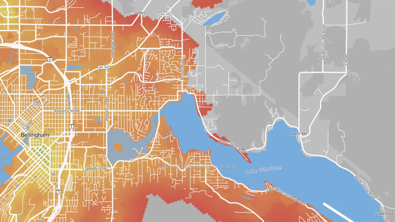 Transit Grade map of Silver Beach, Bellingham, WA