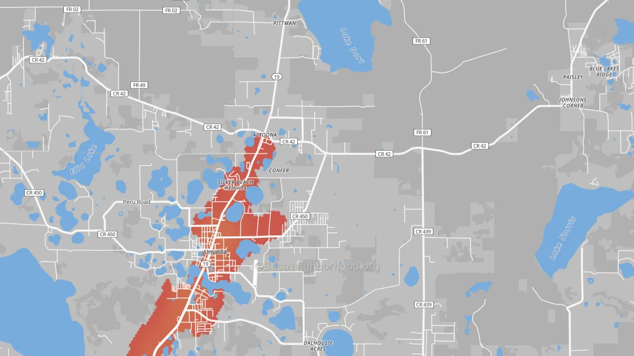 Transit Grade map of Silver Beach Heights, FL