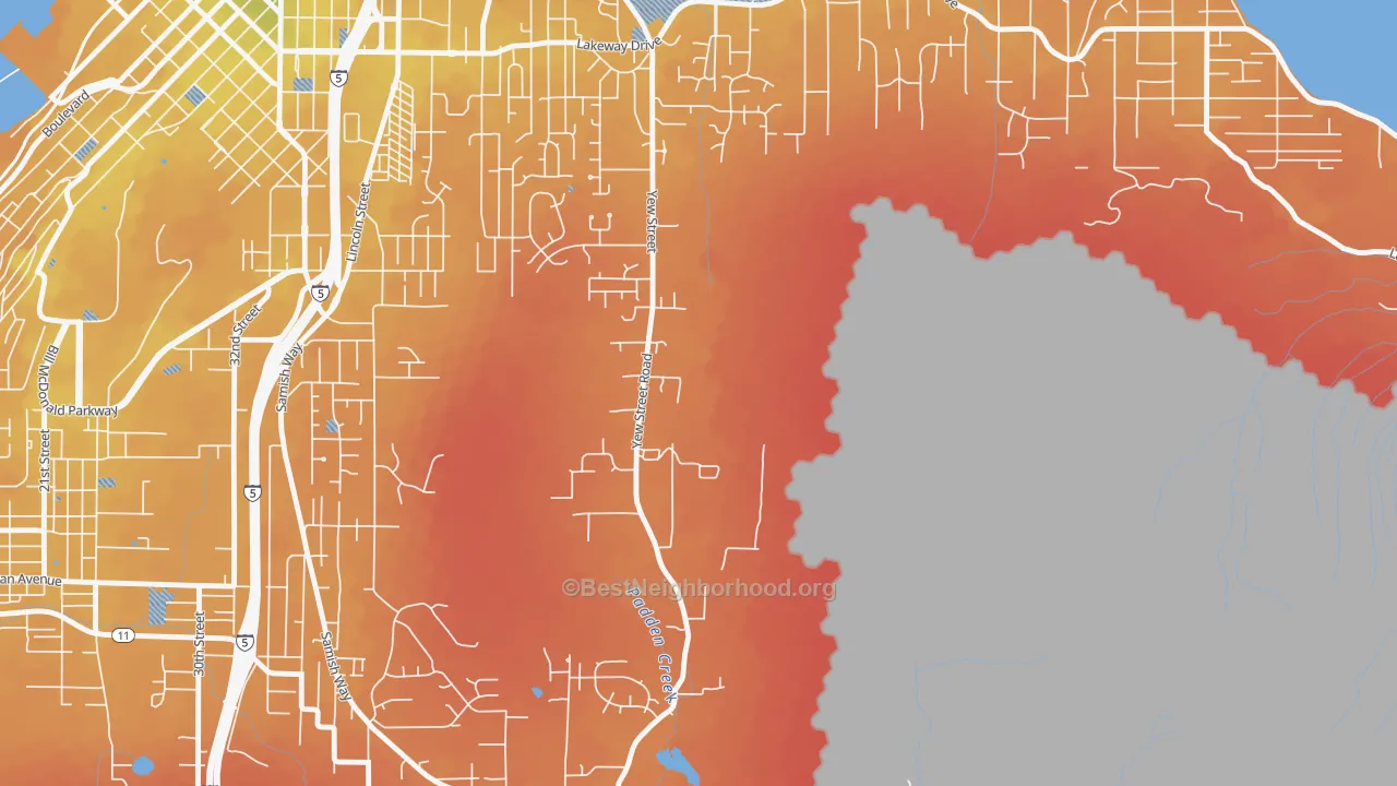 Transit Grade map of Silver Beach, WA