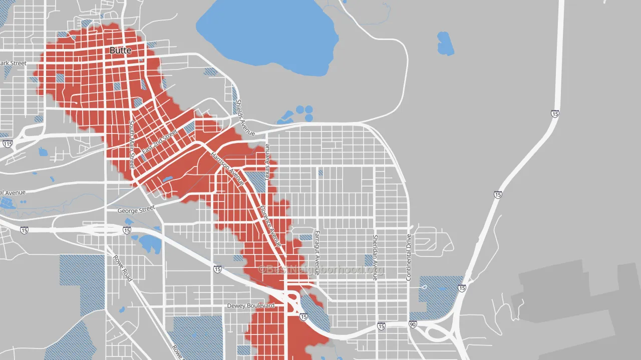 Transit Grade map of Silver Bow Park, Butte, MT