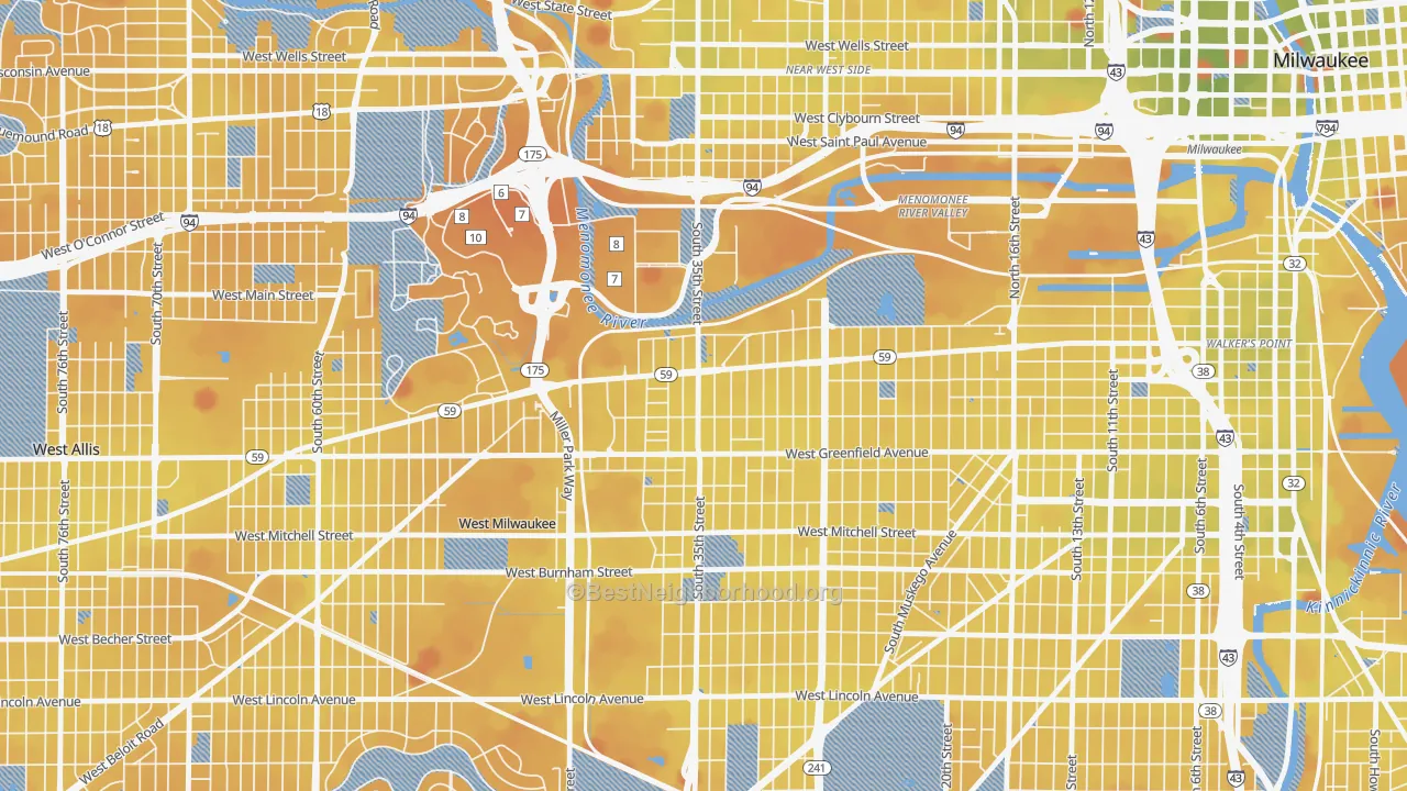Transit Grade map of Silver City, Milwaukee, WI