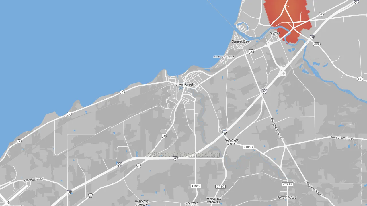 Transit Grade map of Silver Creek, NY