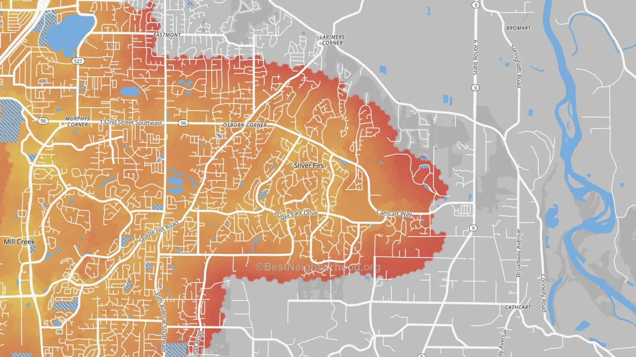 Transit Grade map of Silver Firs, WA