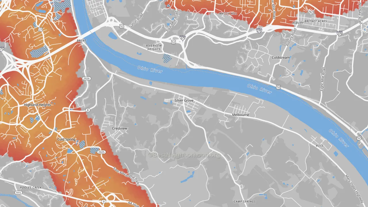 Transit Grade map of Silver Grove, KY