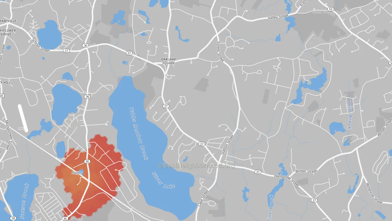 Transit Grade map of Silver Lake, MA