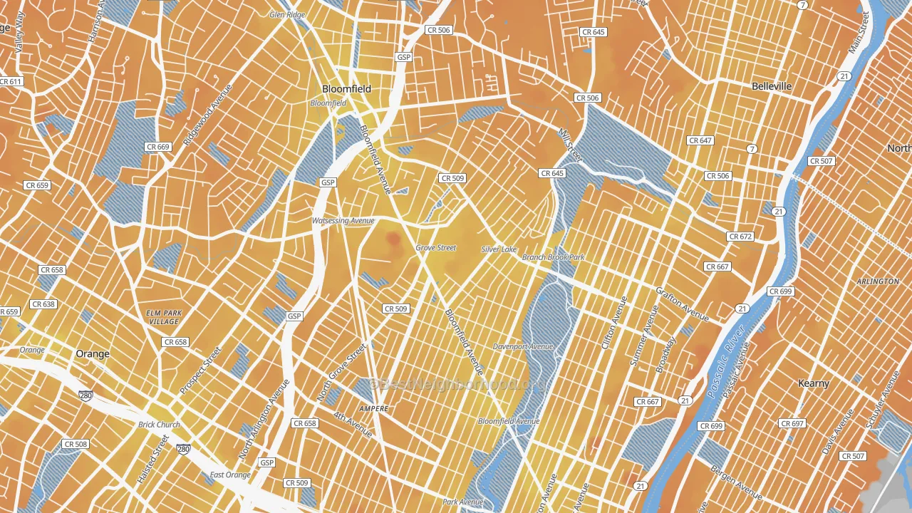 Transit Grade map of Silver Lake, NJ