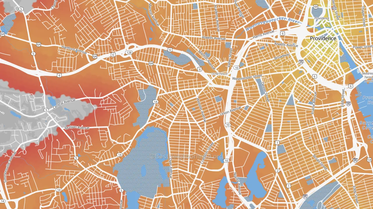 Transit Grade map of Silver Lake, Providence, RI