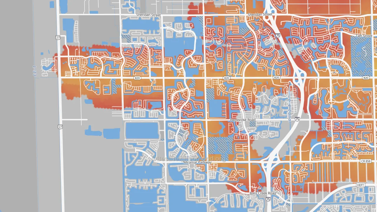 Transit Grade map of Silver Lakes, Pembroke Pines, FL