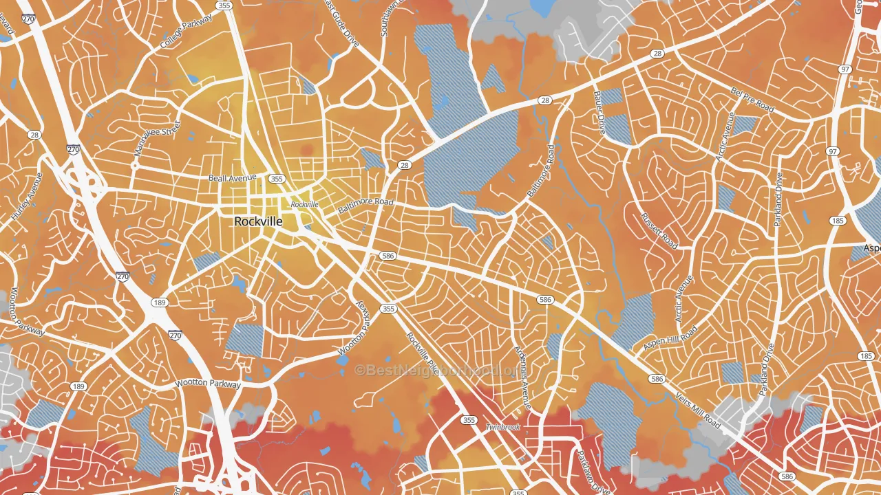 Transit Grade map of Silver Rock, Rockville, MD