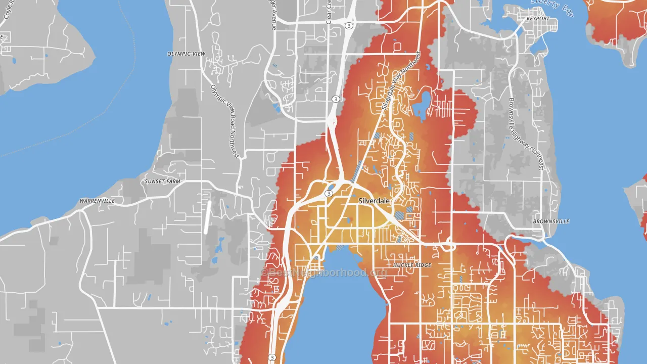 Transit Grade map of Silverdale, WA