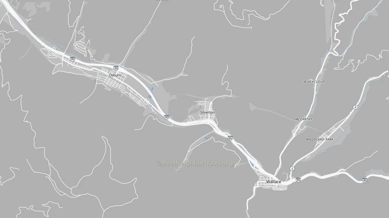 Transit Grade map of Silverton, ID
