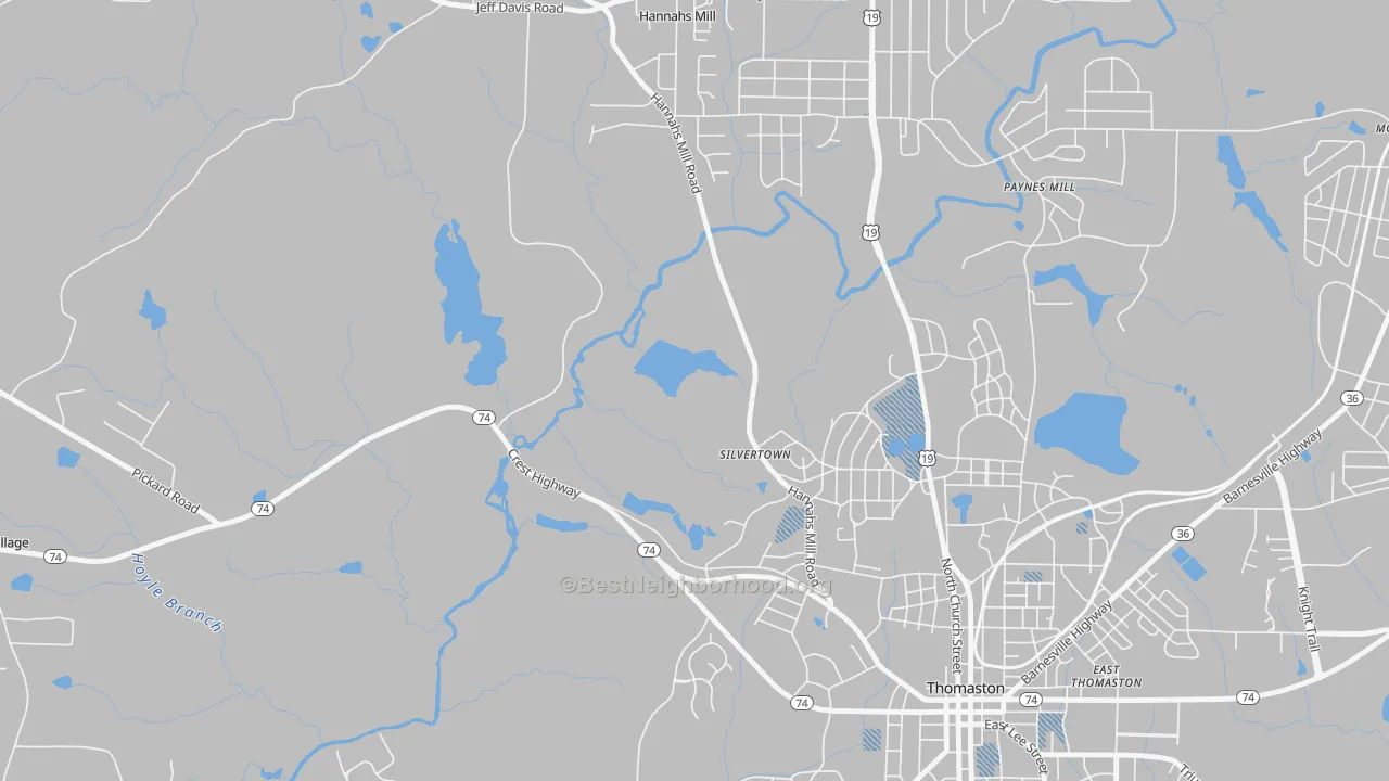 Transit Grade map of Silvertown, GA