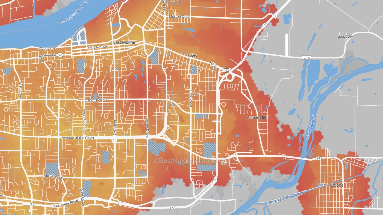 Transit Grade map of Silvis, IL
