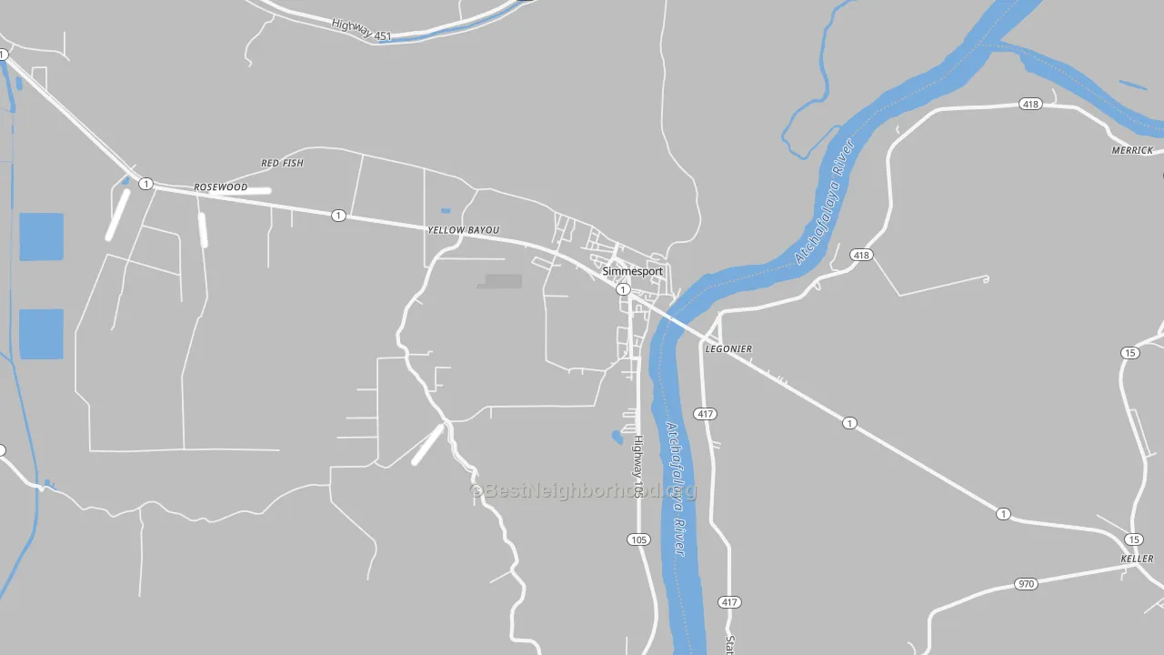 Transit Grade map of Simmesport, LA