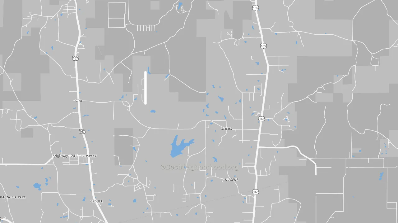 Transit Grade map of Simms, LA