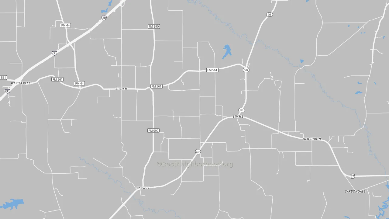 Transit Grade map of Simms, TX