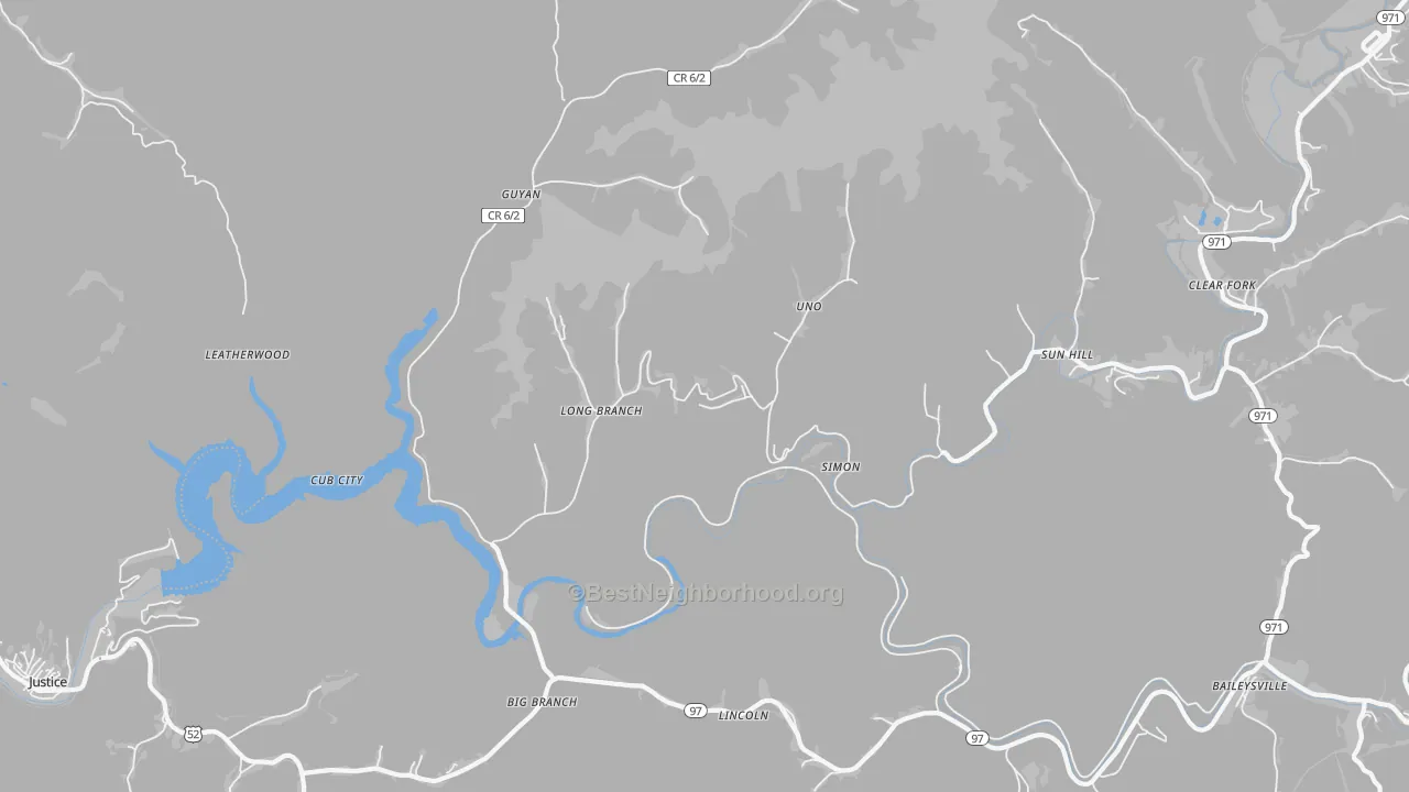 Transit Grade map of Simon, WV