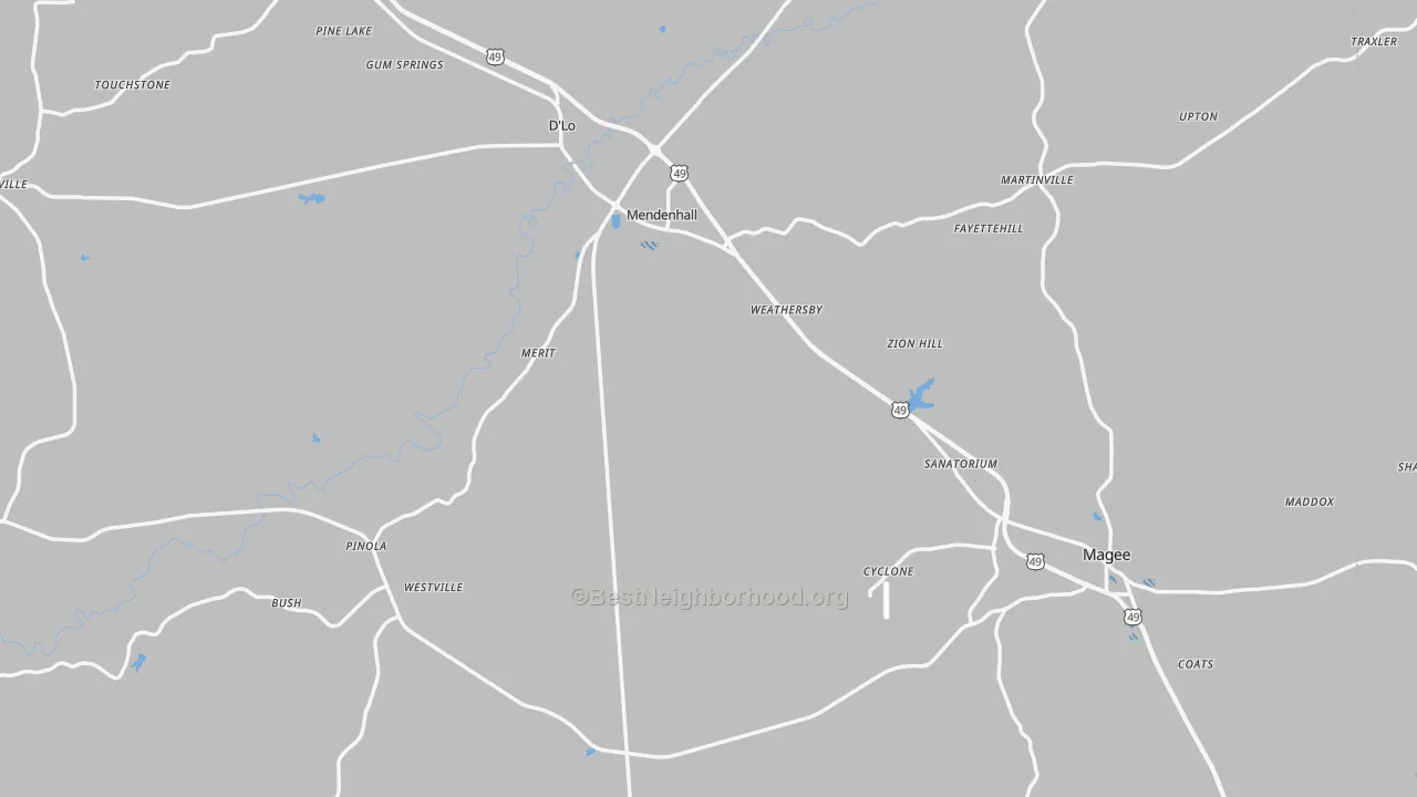 Transit Grade map of Simpson County, MS