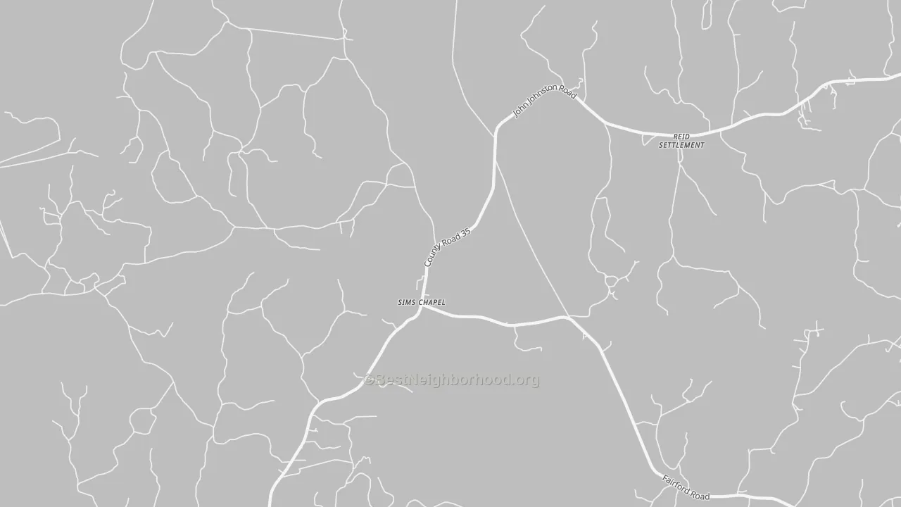 Transit Grade map of Sims Chapel, AL