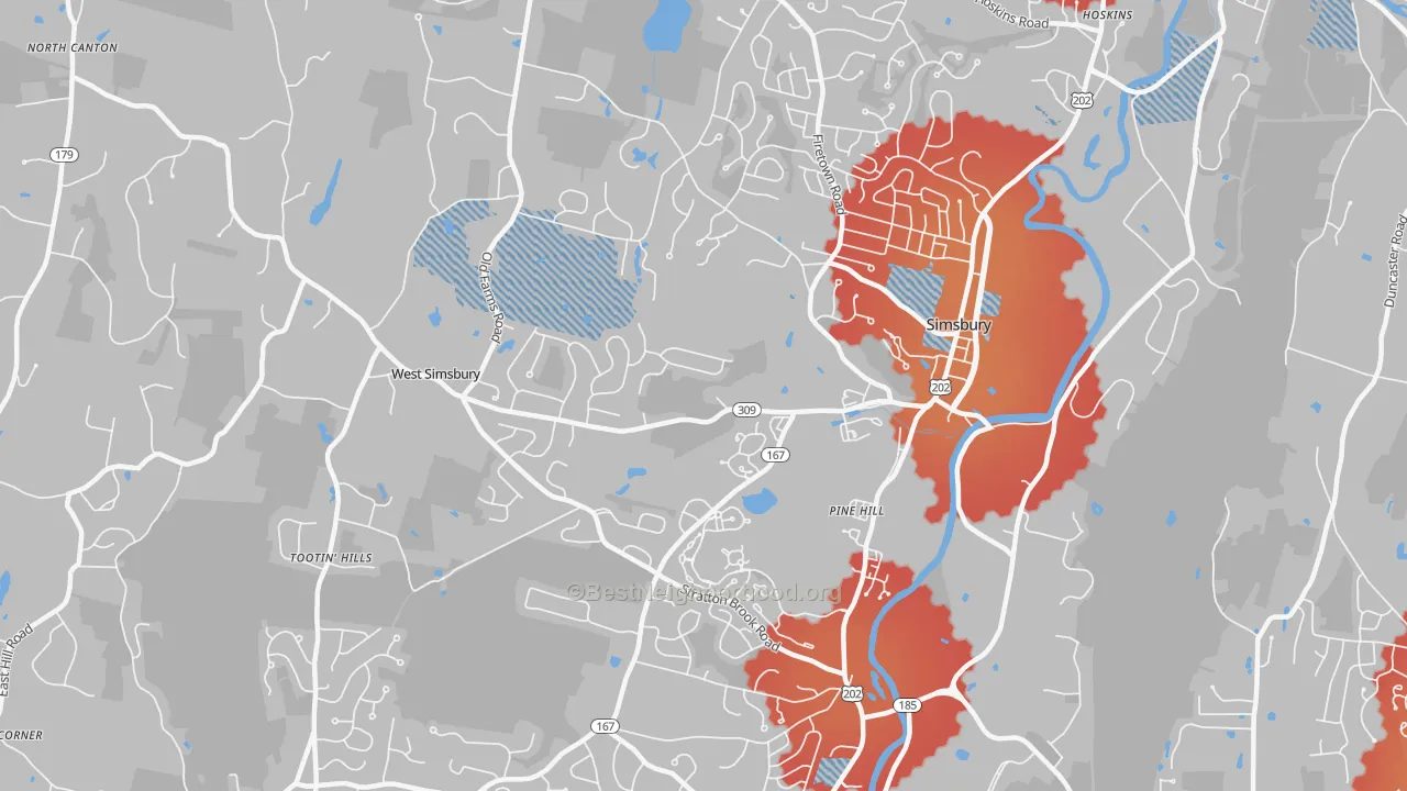 Transit Grade map of Simsbury, CT