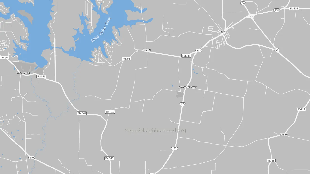 Transit Grade map of Sinclair City, TX