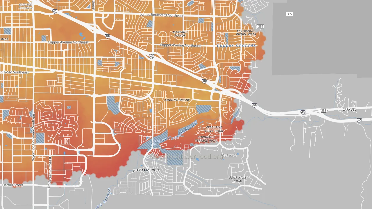 Transit Grade map of Singing Arrow, Albuquerque, NM