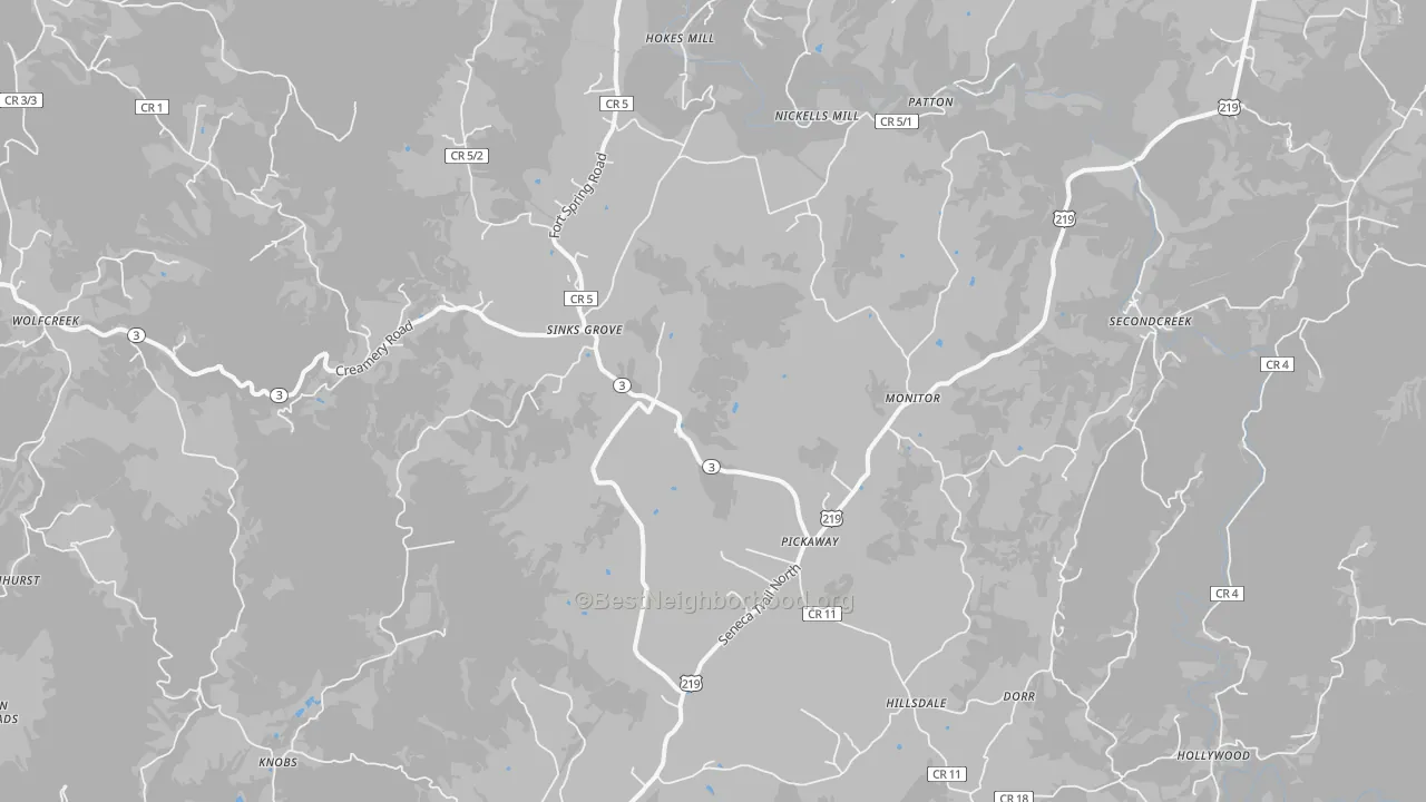 Transit Grade map of Sinks Grove, WV