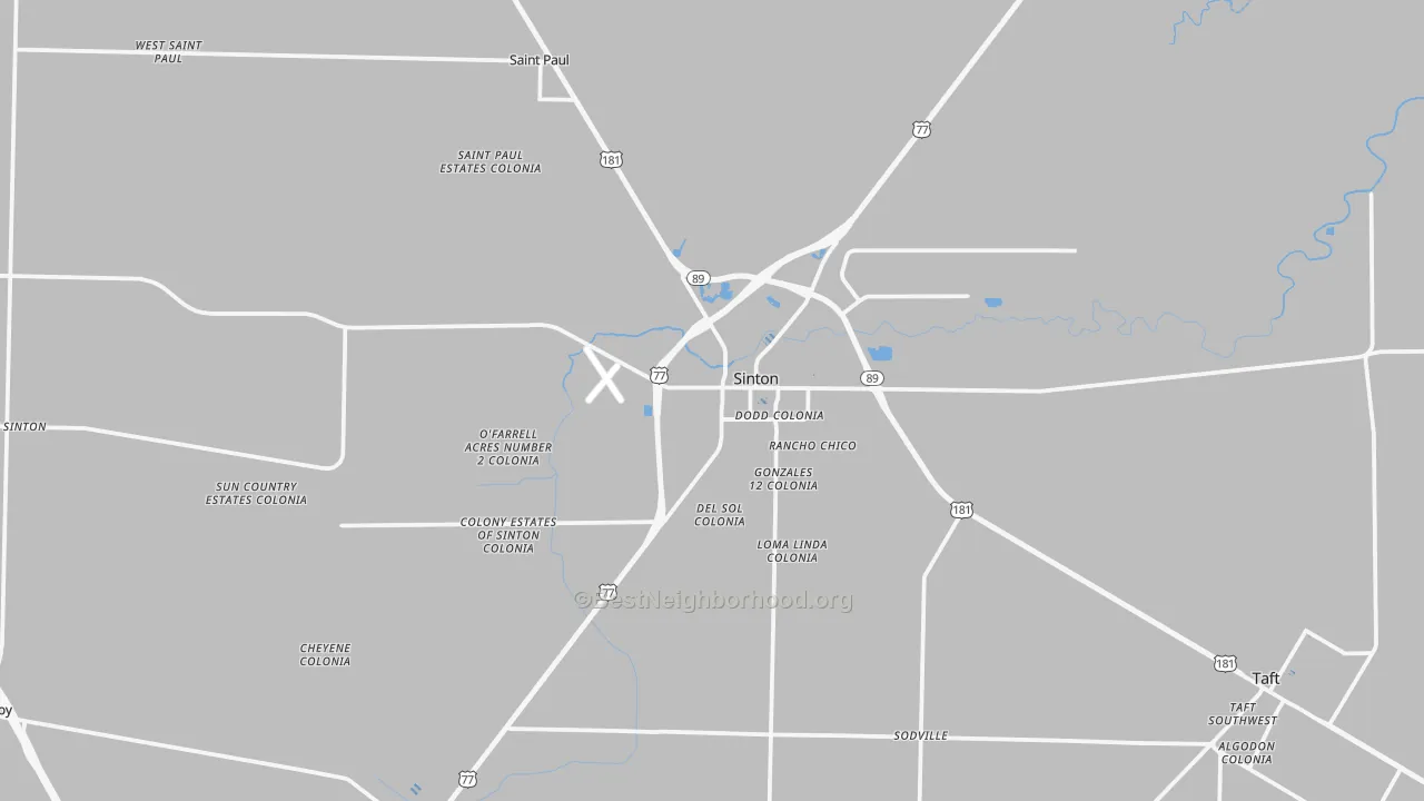 Transit Grade map of Sinton, TX