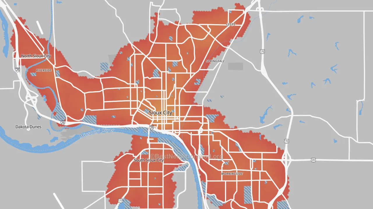Transit Grade map of Sioux City, IA
