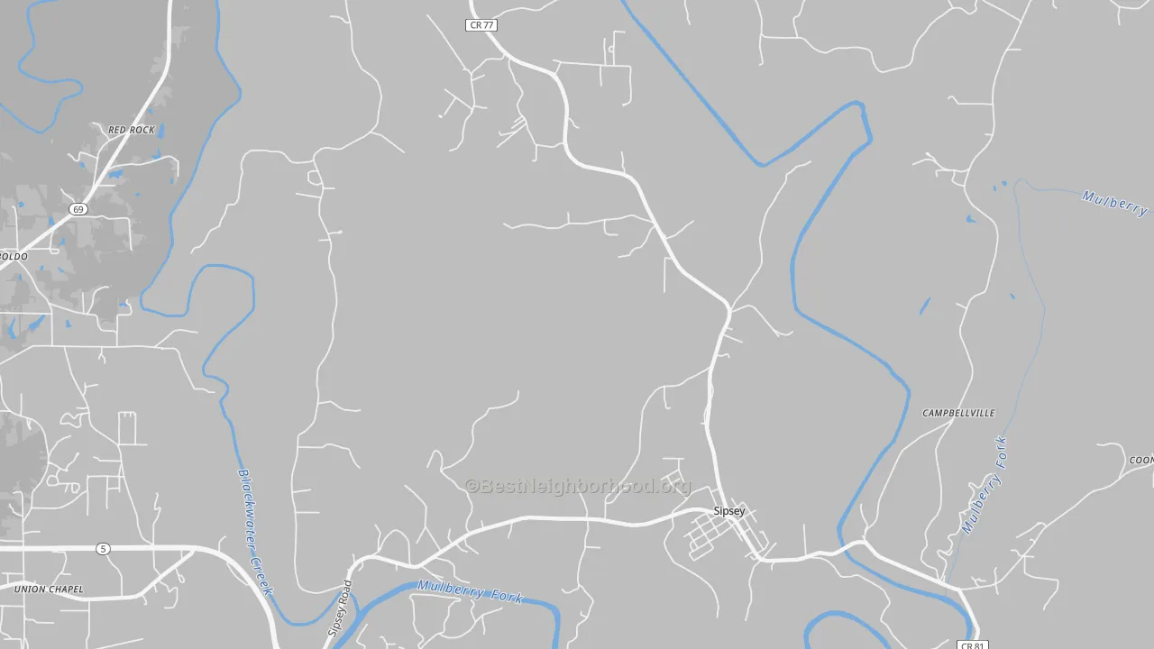 Transit Grade map of Sipsey, AL