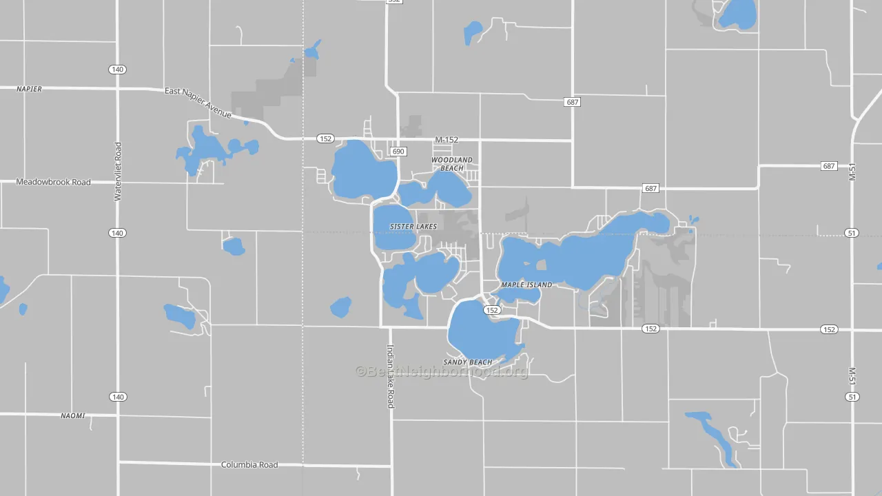 Transit Grade map of Sister Lakes, MI
