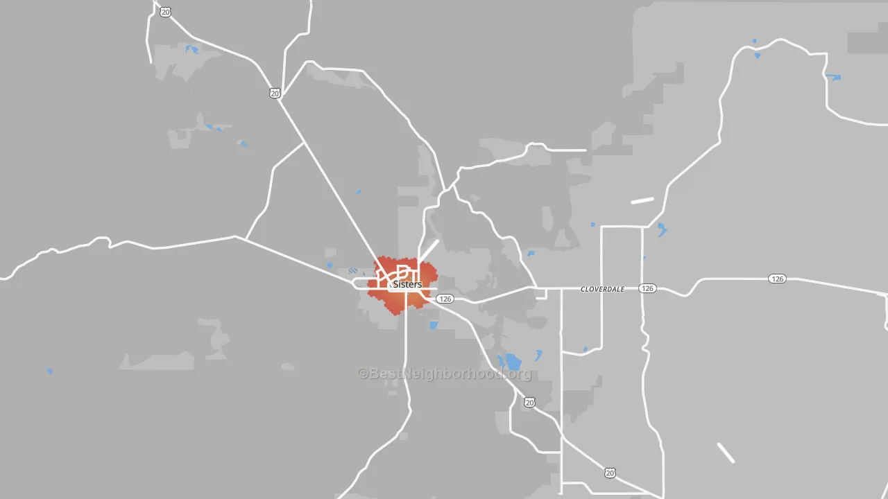 Transit Grade map of Sisters, OR