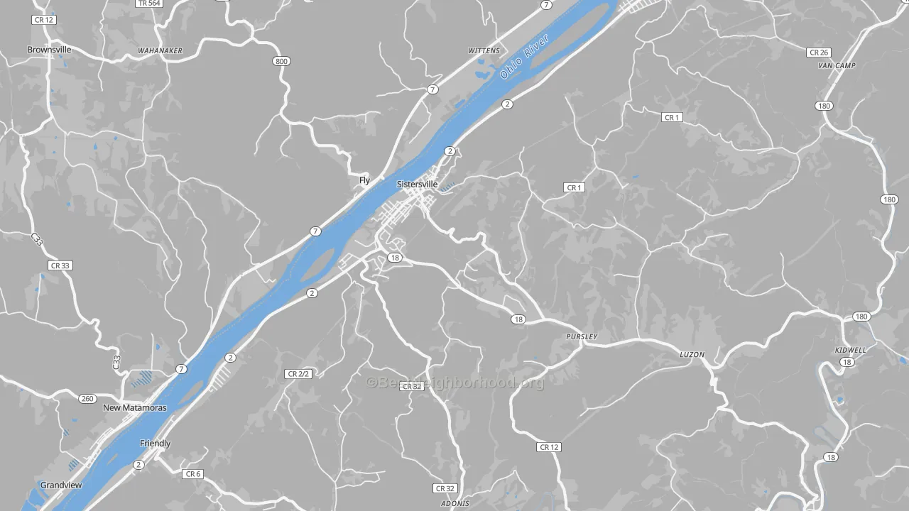 Transit Grade map of Sistersville, WV