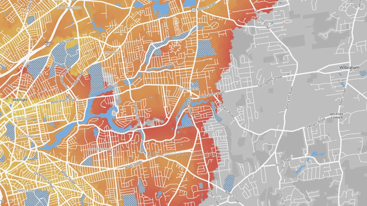 Transit Grade map of Sixteen Acres, Springfield, MA