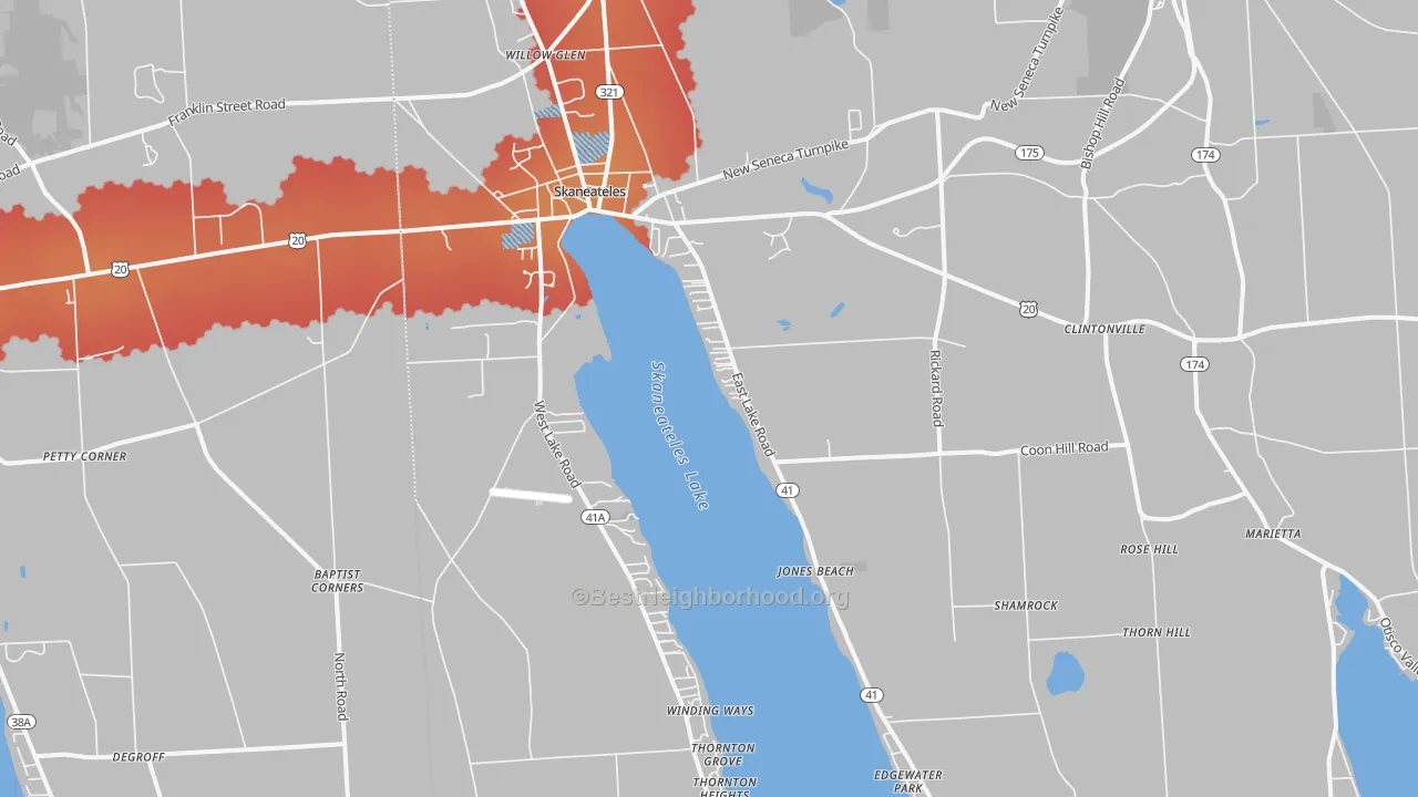 Transit Grade map of Skaneateles, NY