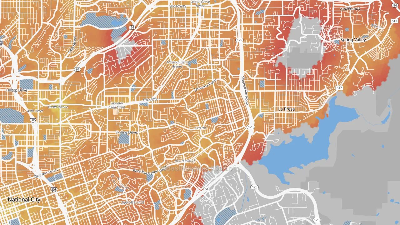 Transit Grade map of Sky Line, San Diego, CA