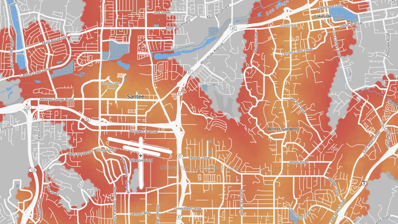 Transit Grade map of Sky Ranch, Santee, CA