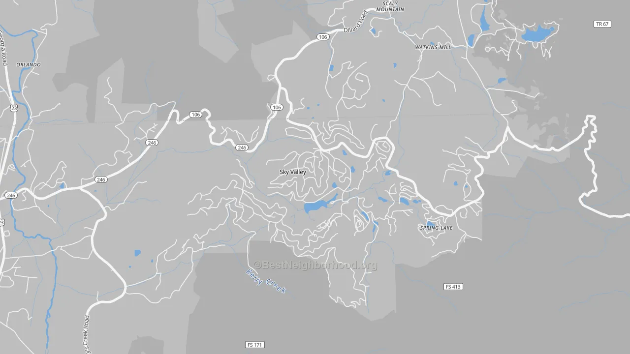Transit Grade map of Sky Valley, GA