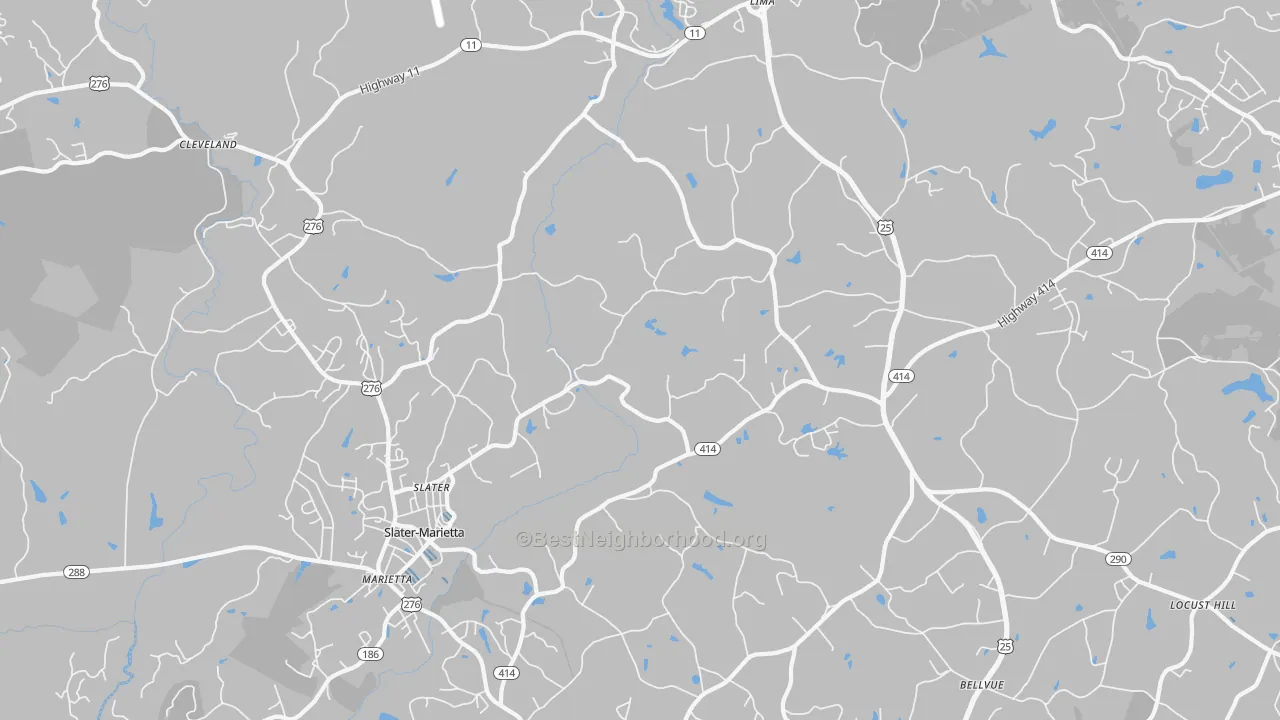 Transit Grade map of Slater, SC