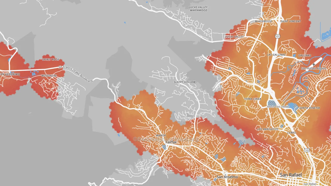 Transit Grade map of Sleepy Hollow, CA