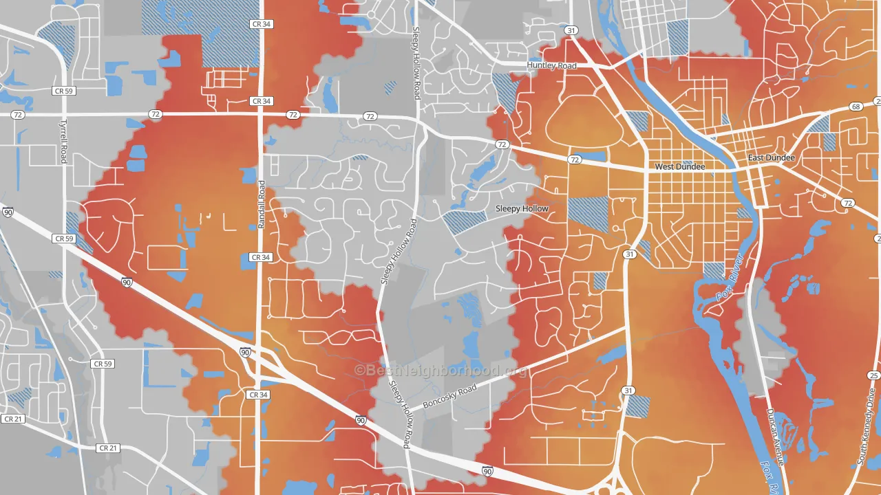 Transit Grade map of Sleepy Hollow, IL