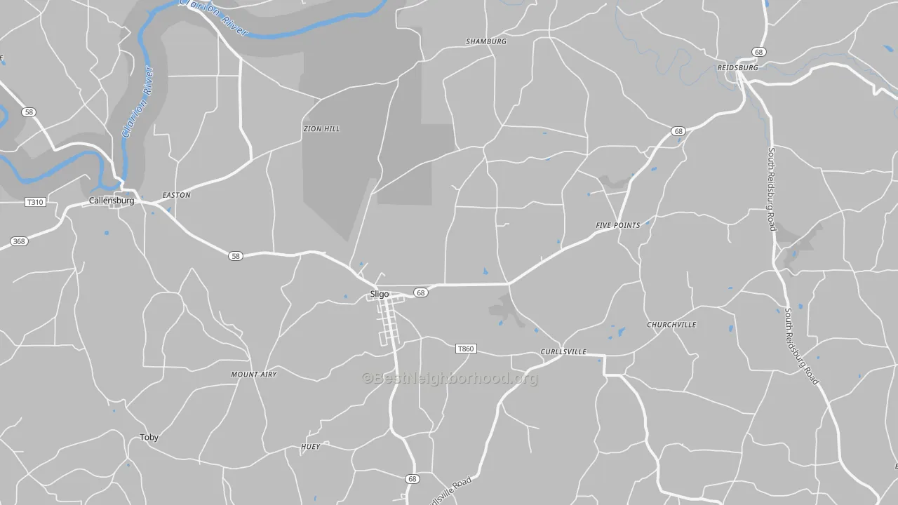 Transit Grade map of Sligo, PA