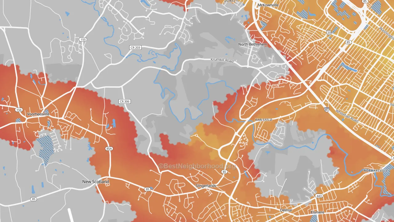 Transit Grade map of Slingerlands, NY