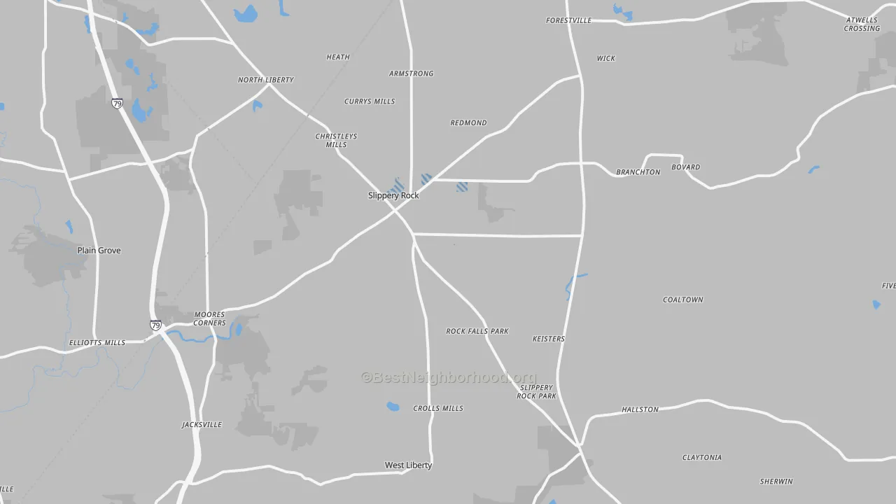 Transit Grade map of Slippery Rock, PA