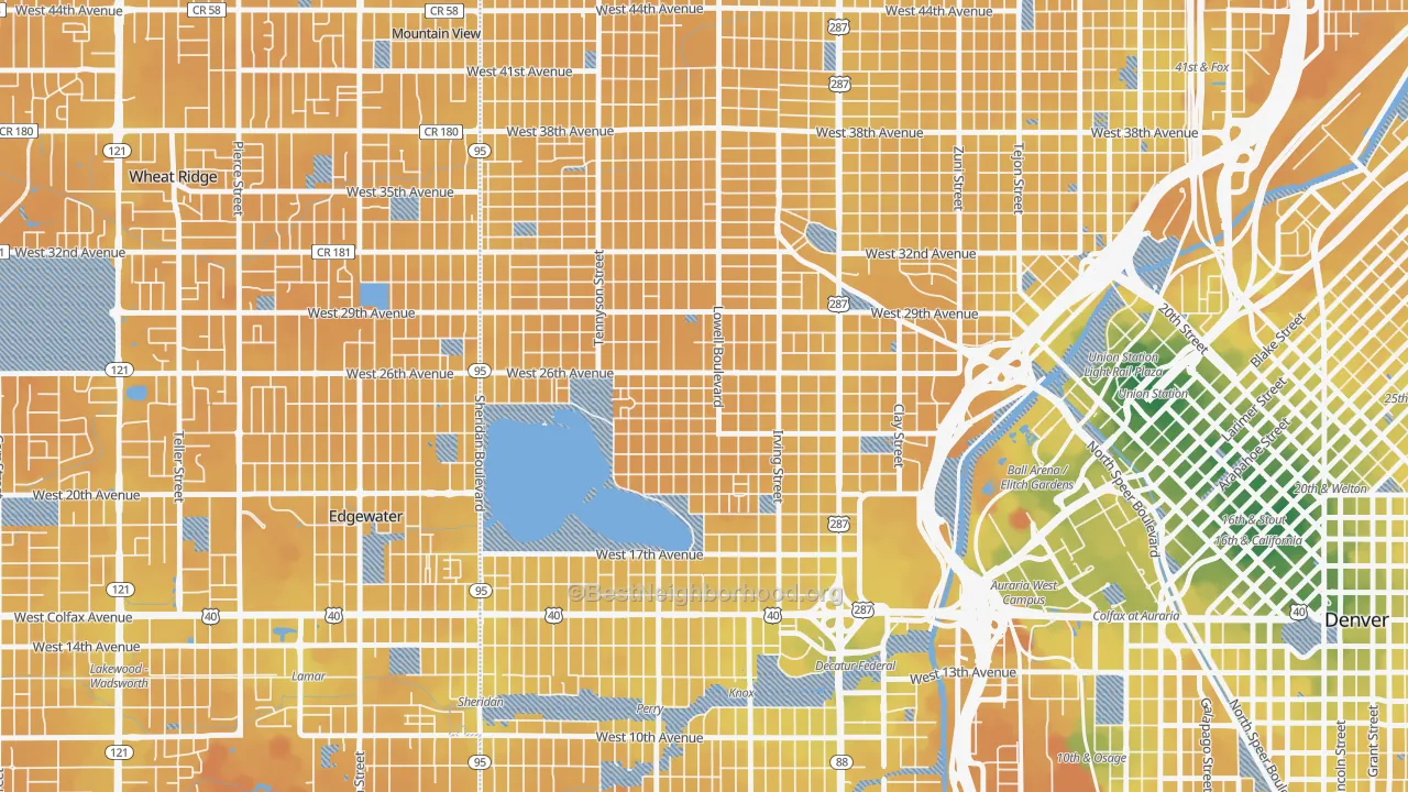 Transit Grade map of Sloan Lake, Denver, CO