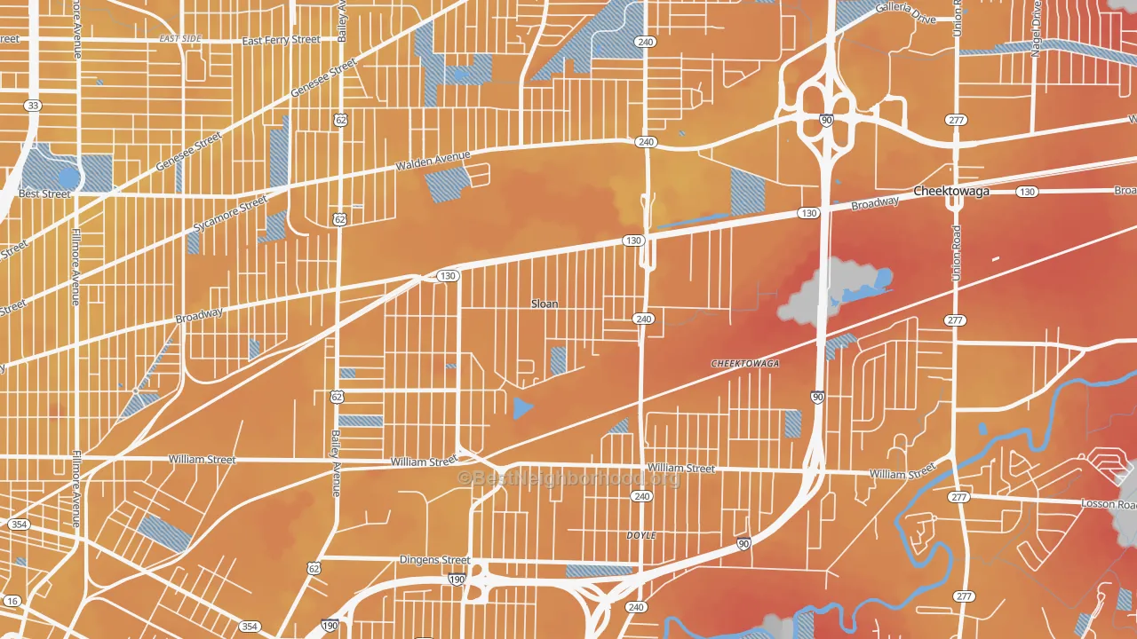 Transit Grade map of Sloan, NY