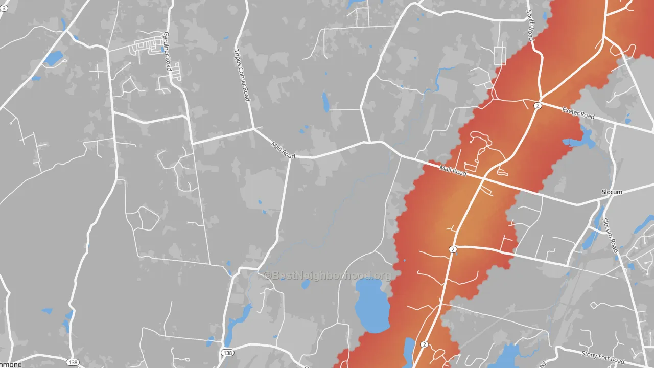 Transit Grade map of Slocum, RI