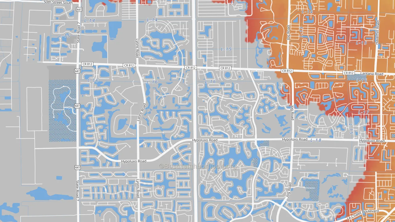 Transit Grade map of Smith Dairy West, Lake Worth, FL