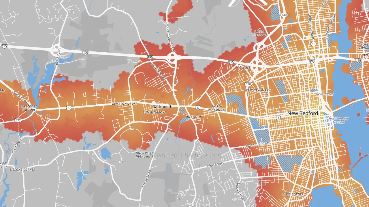 Transit Grade map of Smith Mills, MA
