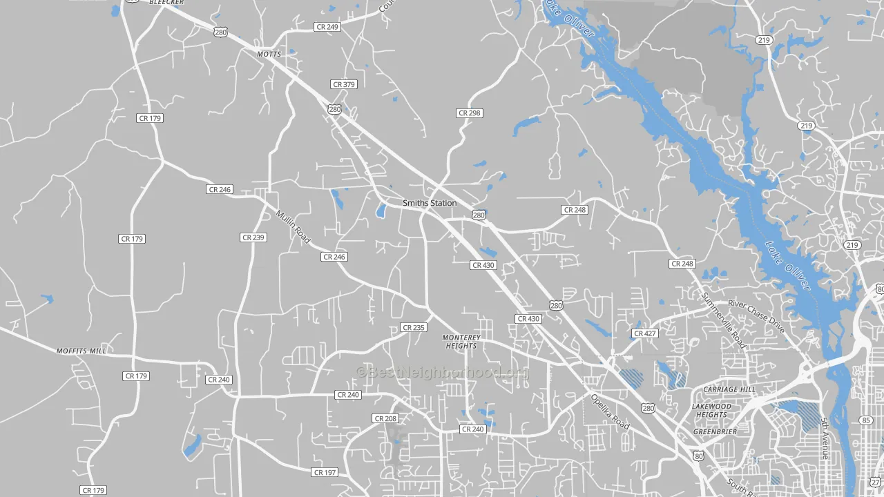Transit Grade map of Smiths, AL